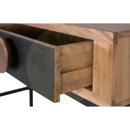 Consola Essence en madera de acacia acabado natural mate con 2 cajones y estructura en hierro negro 110x40x80cm - Giner y Colomer - 2536GYC - foto-secundaria-4