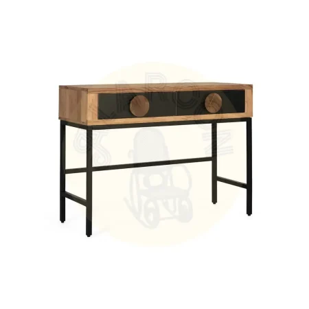 Consola Essence en madera de acacia acabado natural mate con 2 cajones y estructura en hierro negro 110x40x80cm - Giner y Colomer - 2536GYC - foto-secundaria-7
