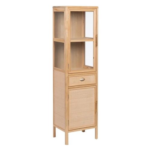 VITRINA NATURAL MADERA DM DECORACIÓN 47 X 34 X 170 CM IXIA