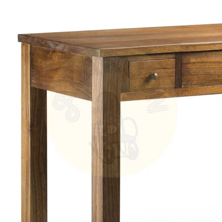 Escritorio en madera de mindi maciza con 3 cajones y cajón secreter accesorios de bronce 110x55x80cm - Moycor - 30005MYC - foto-secundaria-2