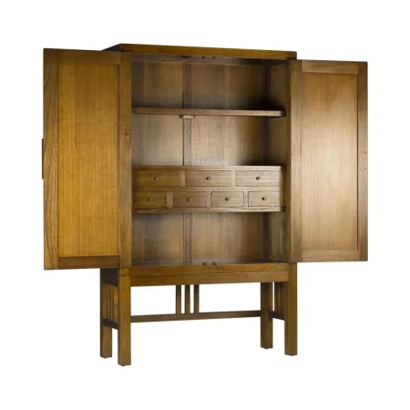 Aparador en mindi madera maciza con 7 cajones 2 puertas y cajón secreter accesorios de bronce 120x40x180cm - Moycor - 30014MYC - foto-blanco
