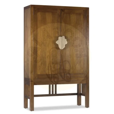 Aparador en mindi madera maciza con 7 cajones 2 puertas y cajón secreter accesorios de bronce 120x40x180cm - Moycor - 30014MYC - foto-secundaria-2