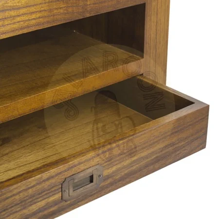 Mueble TV artesanal de madera de mindi con 2 cajones y detalles en bronce 130x40x40cm - Moycor - 30151MYC - foto-secundaria-1