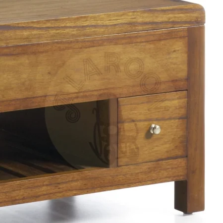 Mesa de centro elevable en mindi con 2 cajones y un hueco con tiradores plateados y accesorios en bronce-65cm 110x55x45cm - Moycor - 301559MYC - foto-secundaria-2