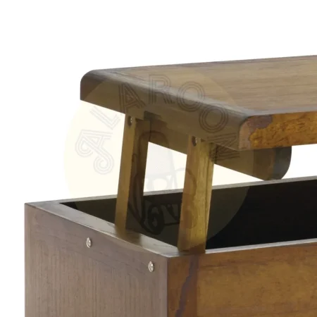 Mesa de centro elevable en mindi con 2 cajones y un hueco con tiradores plateados y accesorios en bronce-65cm 110x55x45cm - Moycor - 301559MYC - foto-secundaria-4