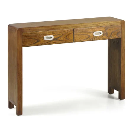 Consola Flash 2 cajones madera de mindi con accesorios de bronce y tiradores plateados hecha a mano 110x76x27cm - Moycor - 301571MYC - foto-blanco