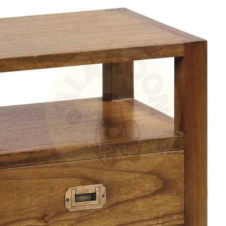 Mesita en mindi de fabricación artesanal estructura maciza dos cajones macizos con guías de madera y hueco superior 50x40x60cm - Moycor - 30164MYC - foto-secundaria-1