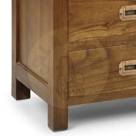 Mesita en mindi de fabricación artesanal estructura maciza dos cajones macizos con guías de madera y hueco superior 50x40x60cm - Moycor - 30164MYC - foto-secundaria-2