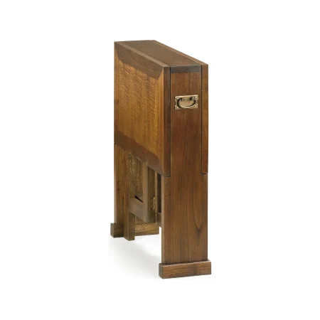 Mesa auxiliar Star plegable de 2 alas en madera de mindi con accesorios de bronce hecha a mano 90x78x50cm - Moycor - 30177MYC - foto-blanco