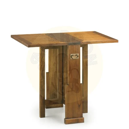 Mesa auxiliar Star plegable de 2 alas en madera de mindi con accesorios de bronce hecha a mano 90x78x50cm - Moycor - 30177MYC - foto-secundaria-1