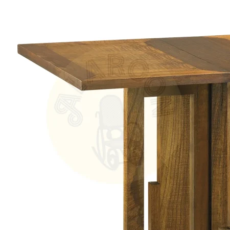 Mesa auxiliar Star plegable de 2 alas en madera de mindi con accesorios de bronce hecha a mano 90x78x50cm - Moycor - 30177MYC - foto-secundaria-2