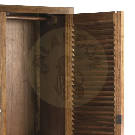 Armario doble de mindi con zapatero puertas de lamas y cristal 3 cajones accesorios de bronce 108x50x200cm - Moycor - 30188MYC - foto-secundaria-4