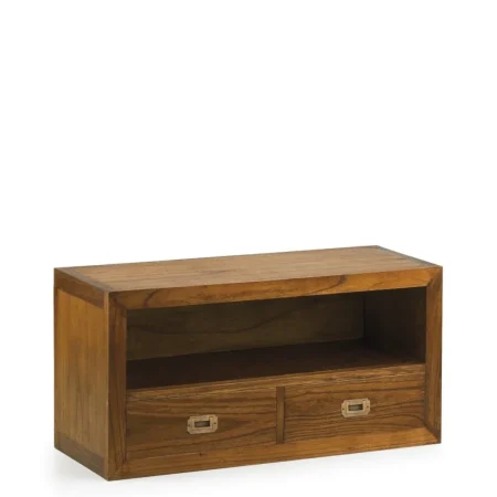 Mueble TV Combi en mindi con 2 cajones y 1 hueco accesorios de bronce y patas incluidas 90x35x45cm - Moycor - 301904MYC - foto-blanco