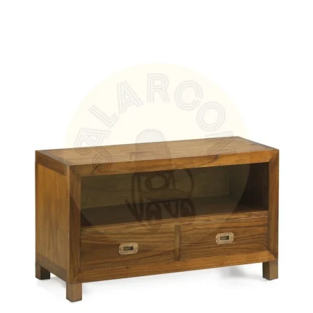 Mueble TV Combi en mindi con 2 cajones y 1 hueco accesorios de bronce y patas incluidas 90x35x45cm - Moycor - 301904MYC - foto-secundaria-3
