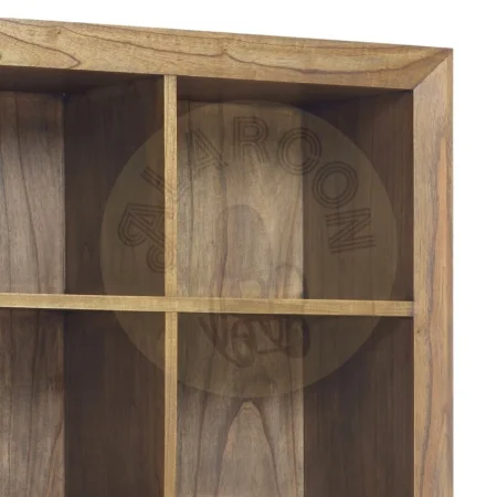 Librería en mindi colección Merapi con 2 cajones amplios 4 cajones pequeños 8 huecos y accesorios de bronce y tiradores plateados 100x40x190cm - Moycor - 302003MYC - foto-secundaria-2