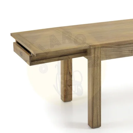 Mesa de comedor en mindi con 2 extensiones y cajón tiradores plata accesorios bronce 280x90x80cm - Moycor - 302007MYC - foto-secundaria-4