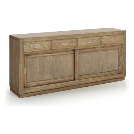 Bufet en mindi con 4 cajones y 2 puertas correderas con estante interior y accesorios de bronce color plata 200x50x90cm - Moycor - 302011MYC - foto-blanco