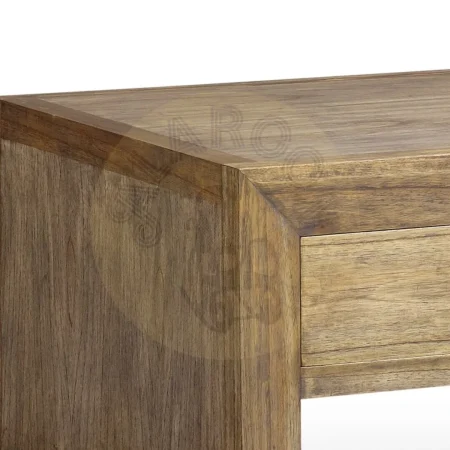 Mesa de centro en madera de mindi con cajón y tiradores plateados y accesorios de bronce 60x60x45cm - Moycor - 302020MYC - foto-secundaria-1