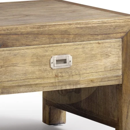 Mesa de centro en madera de mindi con cajón y tiradores plateados y accesorios de bronce 60x60x45cm - Moycor - 302020MYC - foto-secundaria-2