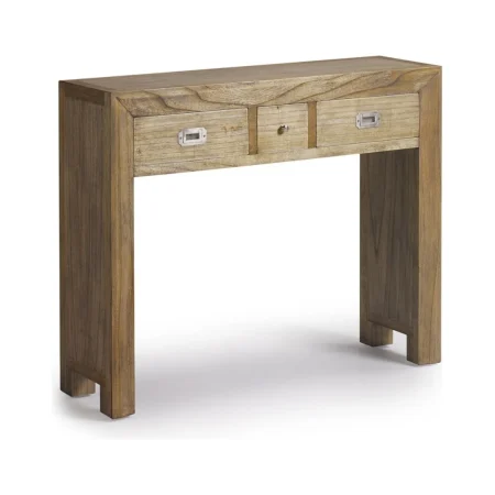 Consola en mindi con accesorios de bronce y tiradores plateados 100x30x80cm - Moycor - 302023MYC - foto-blanco