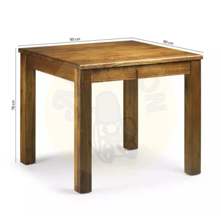Mesa de comedor en mindi con estructura maciza 90x90x78cm - Moycor - 30228MYC - foto-medidas