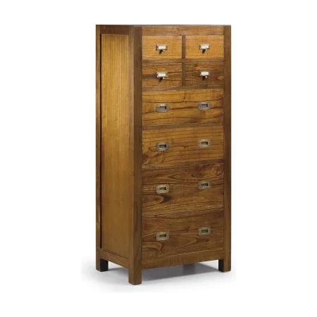 Cómoda en madera de mindi maciza 4 cajones grandes y 4 pequeños con accesorios de bronce 60x40x130cm - Moycor - 30291MYC - foto-blanco