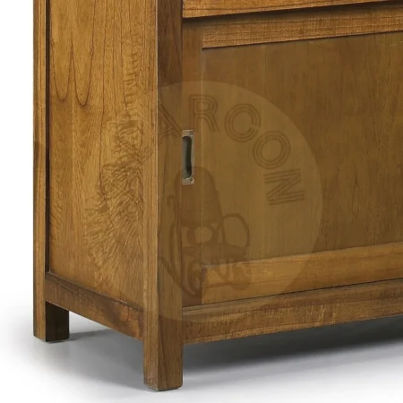 Bufet en madera de mindi con 2 puertas correderas 3 cajones y 1 estante interior con accesorios de bronce 120x50x80cm - Moycor - 30298MYC - foto-secundaria-3