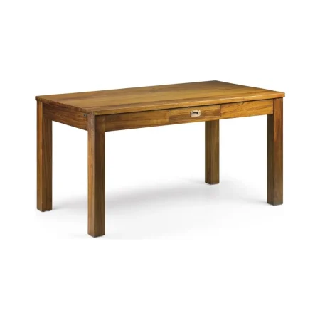 Mesa de comedor rectangular en mindi con accesorios de bronce y 2 cajones 150x85x78cm - Moycor - 30301MYC - foto-blanco