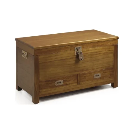 Baúl de madera maciza de mindi con 2 cajones y gran capacidad con accesorios de bronce 90x45x50cm - Moycor - 30307MYC - foto-blanco