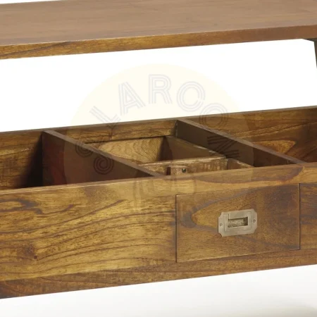 Mesa de centro con tapa elevable en madera de mindi con dos cajones y accesorios de bronce 110x56x45cm - Moycor - 30318MYC - foto-secundaria-3
