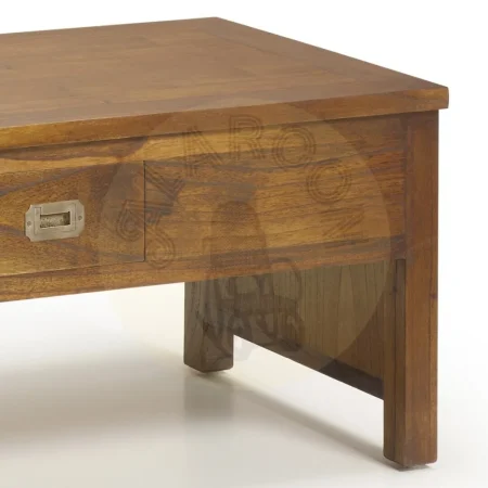 Mesa de centro con tapa elevable en madera de mindi con dos cajones y accesorios de bronce 110x56x45cm - Moycor - 30318MYC - foto-secundaria-4