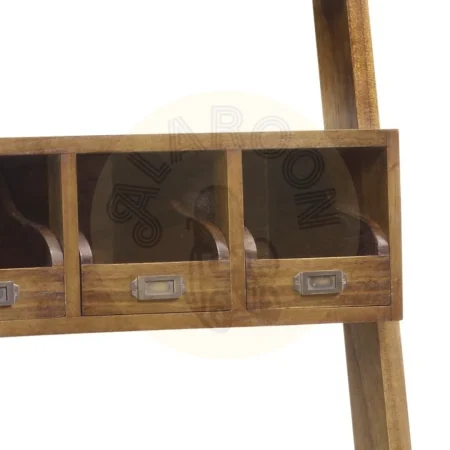 Estantería escalera en mindi con 2 cajones y accesorios de bronce 65x38x190cm - Moycor - 303241MYC - foto-secundaria-2