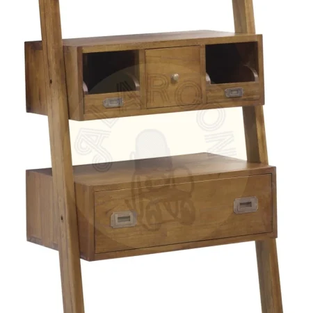 Estantería escalera en mindi con 2 cajones y accesorios de bronce 65x38x190cm - Moycor - 303241MYC - foto-secundaria-5