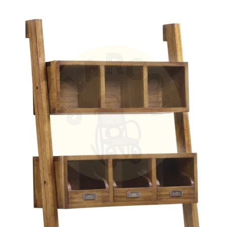 Estantería escalera en mindi con 2 cajones y accesorios de bronce 65x38x190cm - Moycor - 303241MYC - foto-secundaria-6