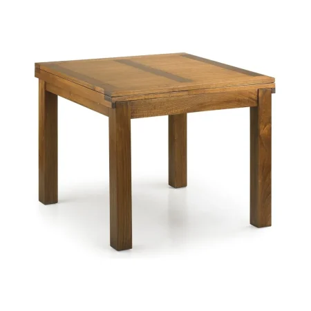 Mesa de comedor extensible Star madera de mindi con dos extensiones y accesorios de bronce 95x95x78cm - Moycor - 304110MYC - foto-blanco
