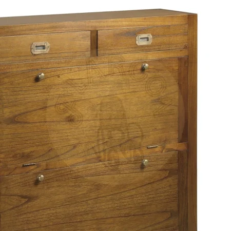 Zapatero en madera de mindi con accesorios de bronce 2 cajones y 2 puertas abatibles con separador removible 100x30x100cm - Moycor - 30601MYC - foto-secundaria-2