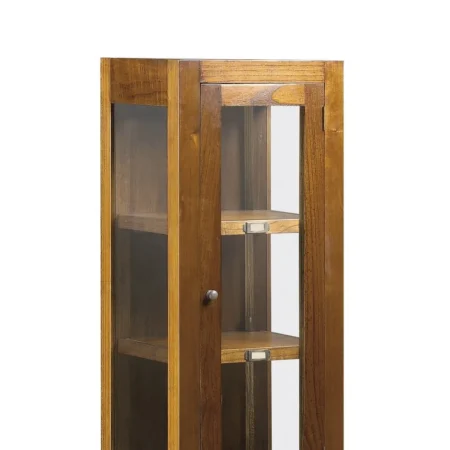 Vitrina estrecha de mindi con accesorios de bronce 2 cajones 1 puerta de cristal y 2 estantes 40x35x135cm - Moycor - 30801MYC - foto-blanco
