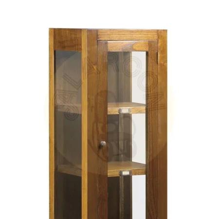 Vitrina estrecha de mindi con accesorios de bronce 2 cajones 1 puerta de cristal y 2 estantes 40x35x135cm - Moycor - 30801MYC - foto-secundaria-1