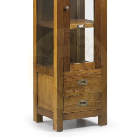 Vitrina estrecha de mindi con accesorios de bronce 2 cajones 1 puerta de cristal y 2 estantes 40x35x135cm - Moycor - 30801MYC - foto-secundaria-2
