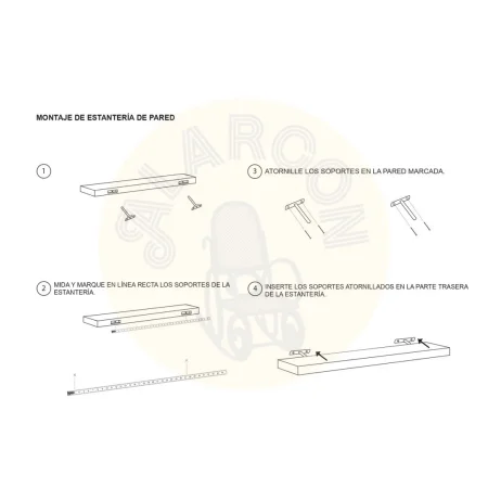 Estante de pared de madera de mindi 90x20x6cm - Moycor - 315016MYC - foto-secundaria-2