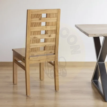 Silla Madhu de madera de mindi hecha a mano estructura maciza respaldo con diseño de cuadrados 45x55x100cm - Moycor - 315021MYC - foto-secundaria-2