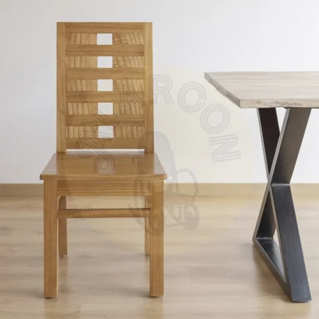 Silla Madhu de madera de mindi hecha a mano estructura maciza respaldo con diseño de cuadrados 45x55x100cm - Moycor - 315021MYC - foto-secundaria-3