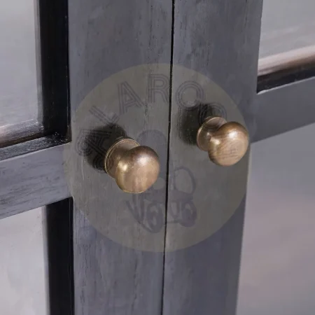Bufet Siena en mindi maciza con 4 cajones 4 puertas de cristal y 1 estante accesorios de bronce acabado rústico 200x47x90cm - Moycor - 316001MYC - foto-secundaria-2