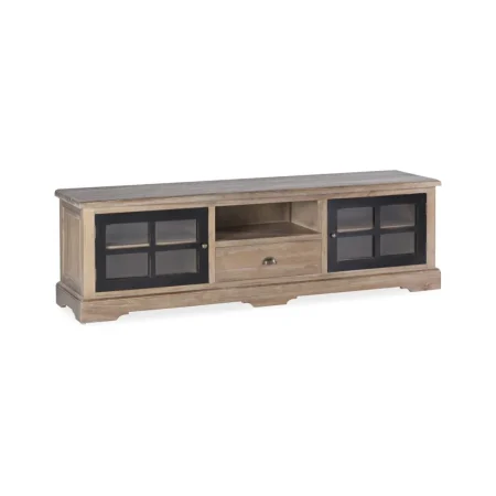 Mueble TV Siena en mindi madera maciza acabado rústico con puertas de cristal y cajón 170x42x50cm - Moycor - 316002MYC - foto-blanco