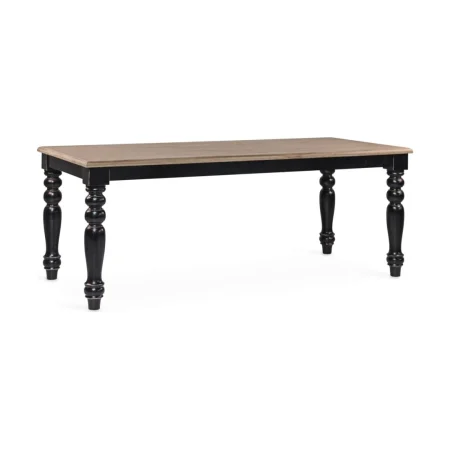 Mesa de comedor Siena madera maciza de mindi acabado rústico patas torneadas negras 200x90x78cm - Moycor - 316003MYC - foto-blanco