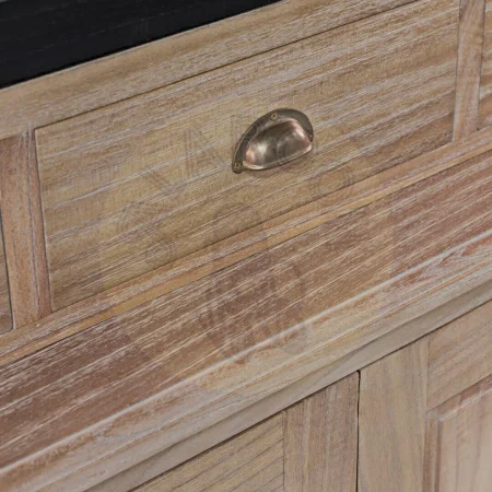 Vitrina en mindi madera maciza accesorios de bronce 3 cajones 2 puertas de cristal con 2 estantes 2 puertas de madera con 1 estante acabado rústico 47x215cm - Moycor - 316004MYC - foto-secundaria-3