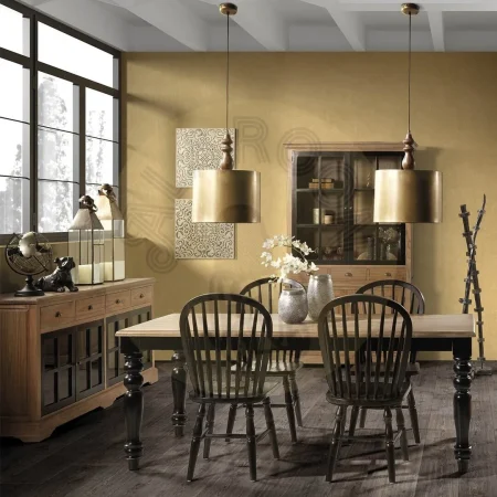 Vitrina en mindi madera maciza accesorios de bronce 3 cajones 2 puertas de cristal con 2 estantes 2 puertas de madera con 1 estante acabado rústico 47x215cm - Moycor - 316004MYC - foto-secundaria-5