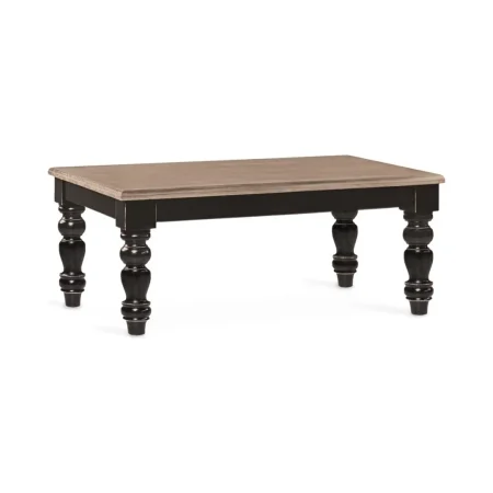 Mesa de centro en madera de mindi acabado rústico patas tornadas negras 115x60x40cm - Moycor - 316005MYC - foto-blanco