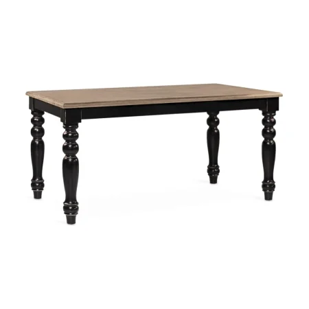 Mesa de comedor en madera de mindi acabado rústico patas torneadas negras 170x90x78cm - Moycor - 316006MYC - foto-blanco