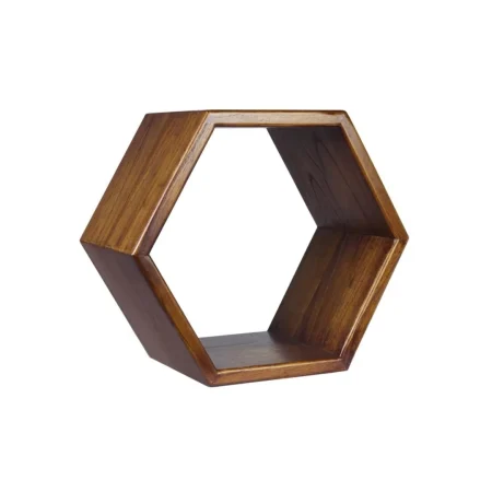 Estante hexagonal de madera maciza de mindi 40x25x40cm - Moycor - 317001MYC - foto-blanco